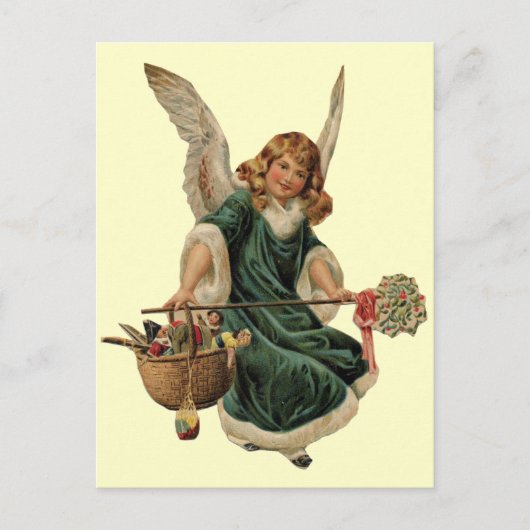 Vintage Christmas Angel Feiertagspostkarte (Vorderseite)