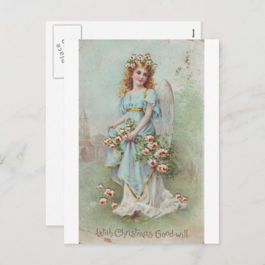 Vintage Christmas Angel Feiertagspostkarte (Vorne/Hinten)