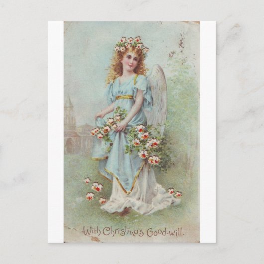 Vintage Christmas Angel Feiertagspostkarte (Vorderseite)