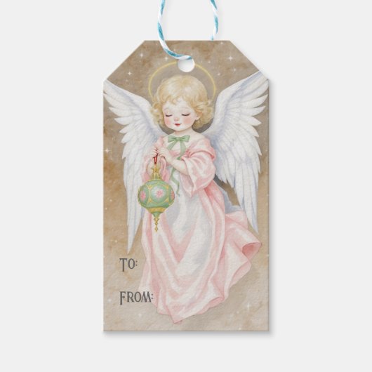 Vintage Christmas Angel Gift Tag Geschenkanhänger (Vorderseite)