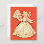 Vintage Christmas Angel Girl Feiertagskarte (Vorne/Hinten)