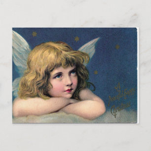 Vintage Christmas Angel Girl Feiertagspostkarte