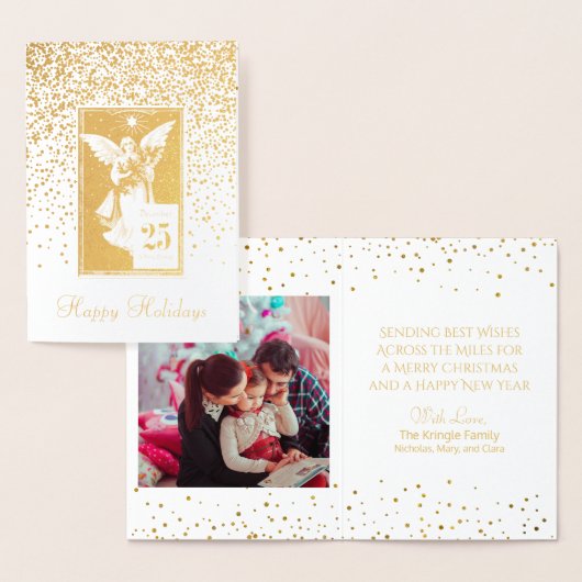 Vintage Christmas Angel Happy Holidays Foto Folienkarte (Anzeige)