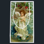 Vintage Christmas Angel Kleine Geschenktüte<br><div class="desc">Wunderschöner Weihnachtsengel in fließendem weißen Gewand und Flügeln,  umgeben von goldenen Stern und heilig auf Wolke Hintergrund. Passende Karten und Adressetiketten sind verfügbar.</div>