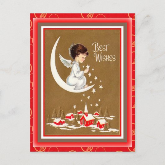 Vintage Christmas Angel Postcard Feiertagspostkarte (Vorderseite)