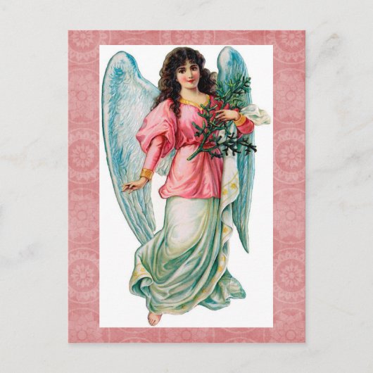 Vintage Christmas Angel Postcard Feiertagspostkarte (Vorderseite)