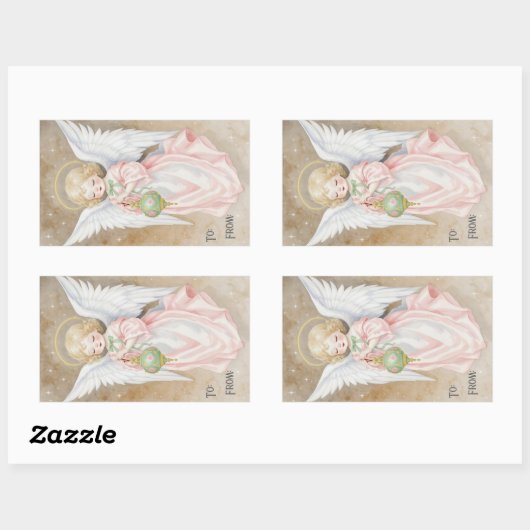 Vintage Christmas Angel Rechteckiger Aufkleber (Blatt)