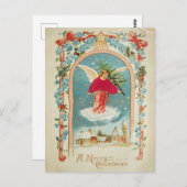 Vintage Christmas Angel with Tree | Victorian Postkarte (Vorne/Hinten)