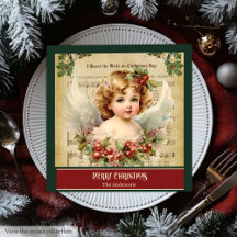 Vintage Christmas Angels Chic Holiday Napkin Style