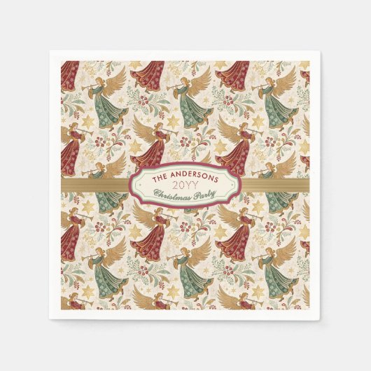 Vintage Christmas Angels Custom Disposable Paper Serviette (Vorderseite)