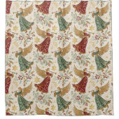 Vintage Christmas Angels Duschvorhang (Vorderseite)