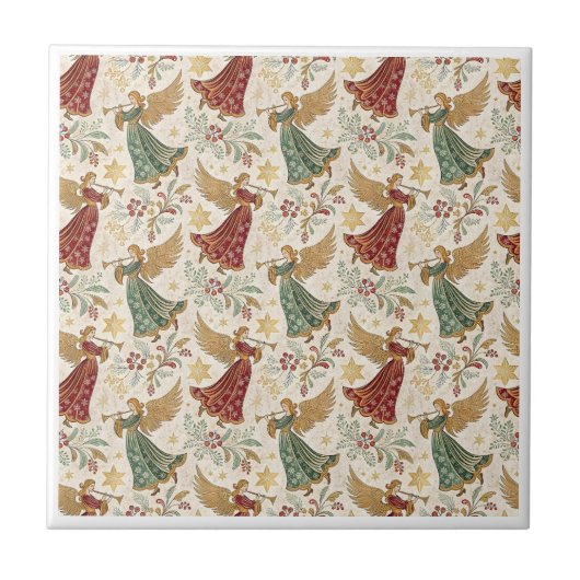 Vintage Christmas Angels Fliese (Vorderseite)
