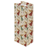 Vintage Christmas Angels Geschenktüte Für Weinflaschen (Rückseite Schrägansicht)