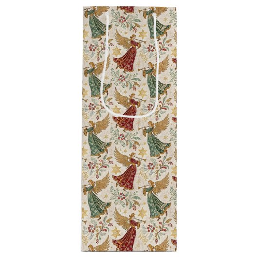 Vintage Christmas Angels Geschenktüte Für Weinflaschen (Vorderseite)