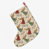 Vintage Christmas Angels Großer Weihnachtsstrumpf (Rückseite (Hängend))