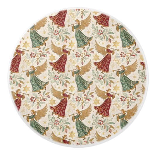 Vintage Christmas Angels Keramikknauf (Vorderseite)