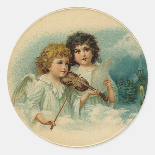 Vintage Christmas Angels Sticker (Vorderseite)