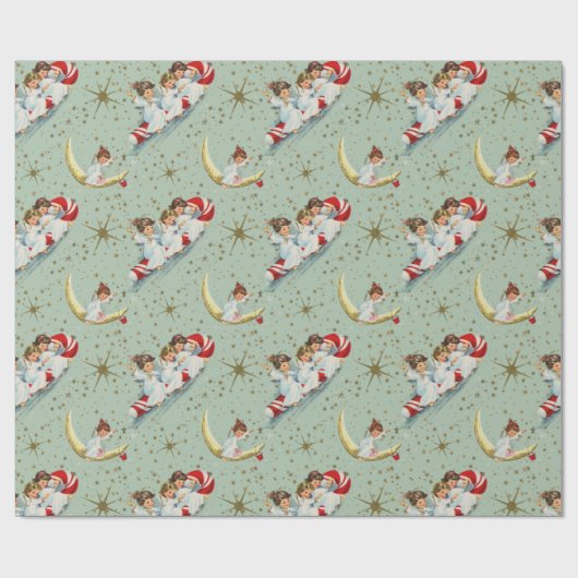 Vintage Christmas Angels Wrapping Paper Geschenkpapier (Flach)