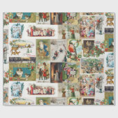 Vintage Christmas Antique Collage Geschenkpapier (Flach)