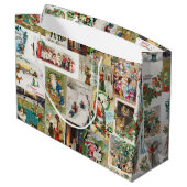 Vintage Christmas Antique Collage Große Geschenktüte (Rückseite Schrägansicht)
