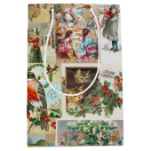 Vintage Christmas Antique Collage Mittlere Geschenktüte (Vorderseite)
