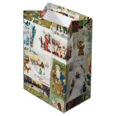 Vintage Christmas Antique Collage Mittlere Geschenktüte (Rückseite Schrägansicht)