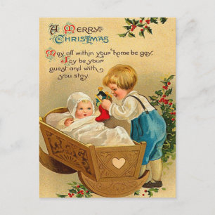 Vintage Christmas Baby Postcard Feiertagspostkarte