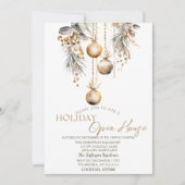 Vintage Christmas Balls Holiday Open House Einladung (Vorderseite)