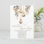 Vintage Christmas Balls Holiday Open House Einladung (Stehend Vorderseite)