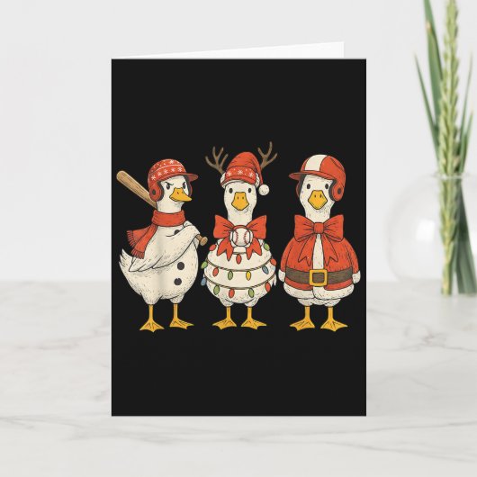 Vintage Christmas Baseball Goose Merry Christmas B Karte (Vorderseite)