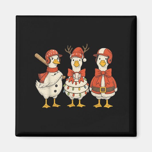 Vintage Christmas Baseball Goose Merry Christmas B Magnet (Vorne)
