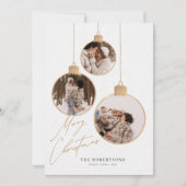 Vintage Christmas Baubles Collage Foto Feiertagskarte (Vorderseite)