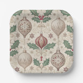 Vintage Christmas Beige Bauble Pappteller (Vorderseite)