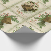 Vintage Christmas Bell Collage Wrapping Paper Geschenkpapier (Ecke)