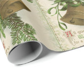 Vintage Christmas Bell Collage Wrapping Paper Geschenkpapier (Rolleneckpunkt)