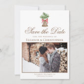 Vintage Christmas Bell Couple Foto Save the Date (Vorderseite)