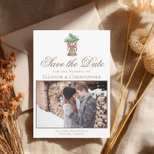 Vintage Christmas Bell Couple Foto Save the Date