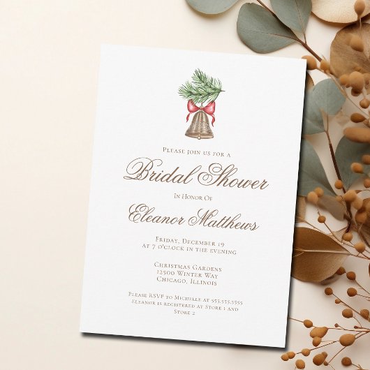 Vintage Christmas Bell Holiday Brautparty Einladung