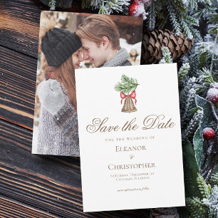 Vintage Christmas Bell Holiday Foto Save The Date