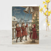 Vintage Christmas Bell Ringers Card Karte (Gelbe Blume)