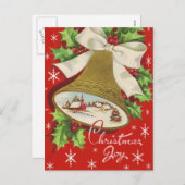 Vintage Christmas Bells Feiertagspostkarte (Vorne/Hinten)