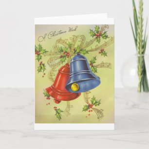 Vintage Christmas Bells Grußkarte Feiertagskarte