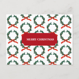 Vintage Christmas Berry Wreath Holiday Feiertagspostkarte