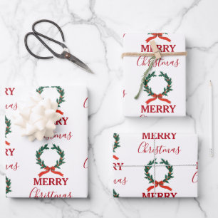 Vintage Christmas Berry Wreath Holiday Geschenkpapier Set