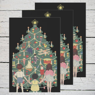 Vintage Christmas, Best Friends on Skis Geschenkpapier Set