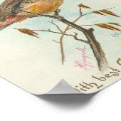 Vintage Christmas Bird Poster (Ecke)