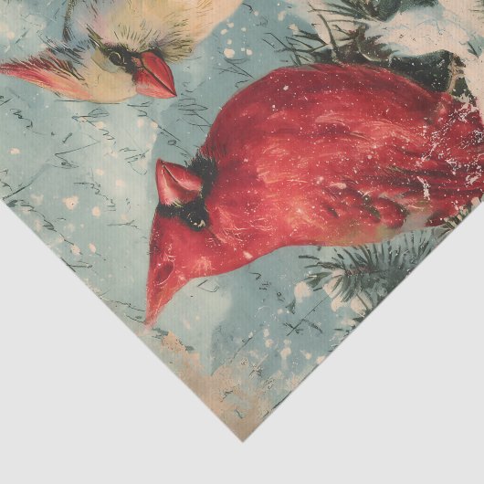 Vintage Christmas Bird Red Kardinal Seidenpapier (Ausschnitt)