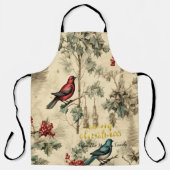 Vintage Christmas Birds Holly Berry Schürze (Vorderseite)
