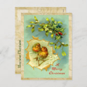 Vintage Christmas Birds Postcard Feiertagspostkarte (Vorne/Hinten)
