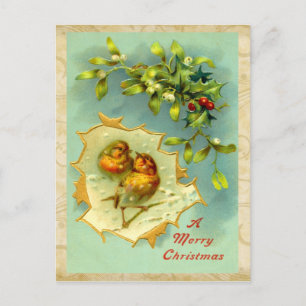 Vintage Christmas Birds Postcard Feiertagspostkarte